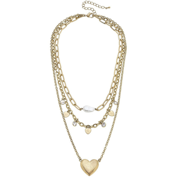 Heart/Pearl Necklace-Judson & Co-R3vel Threads, Women's Fashion Boutique, Located in Hudsonville, Michigan