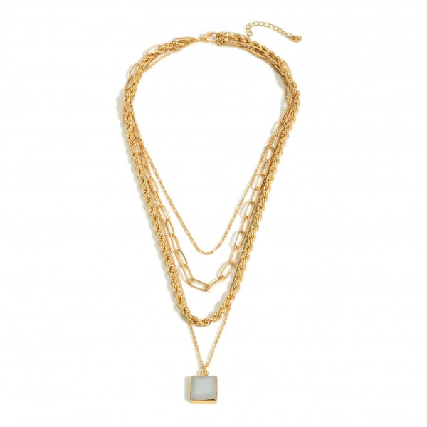 Square Pendant Necklace-Judson & Co-R3vel Threads, Women's Fashion Boutique, Located in Hudsonville, Michigan