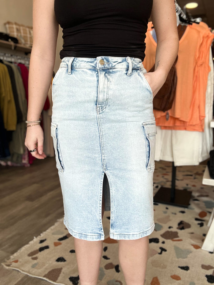 Austyn Denim Skirt-Risen-R3vel Threads, Women's Fashion Boutique, Located in Hudsonville, Michigan
