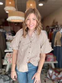 Penny Pin Stripe Top-&Merci-R3vel Threads, Women's Fashion Boutique, Located in Hudsonville, Michigan