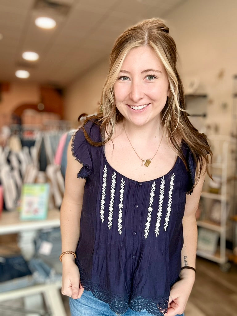 Alison Top-Blu Pepper-R3vel Threads, Women's Fashion Boutique, Located in Hudsonville, Michigan