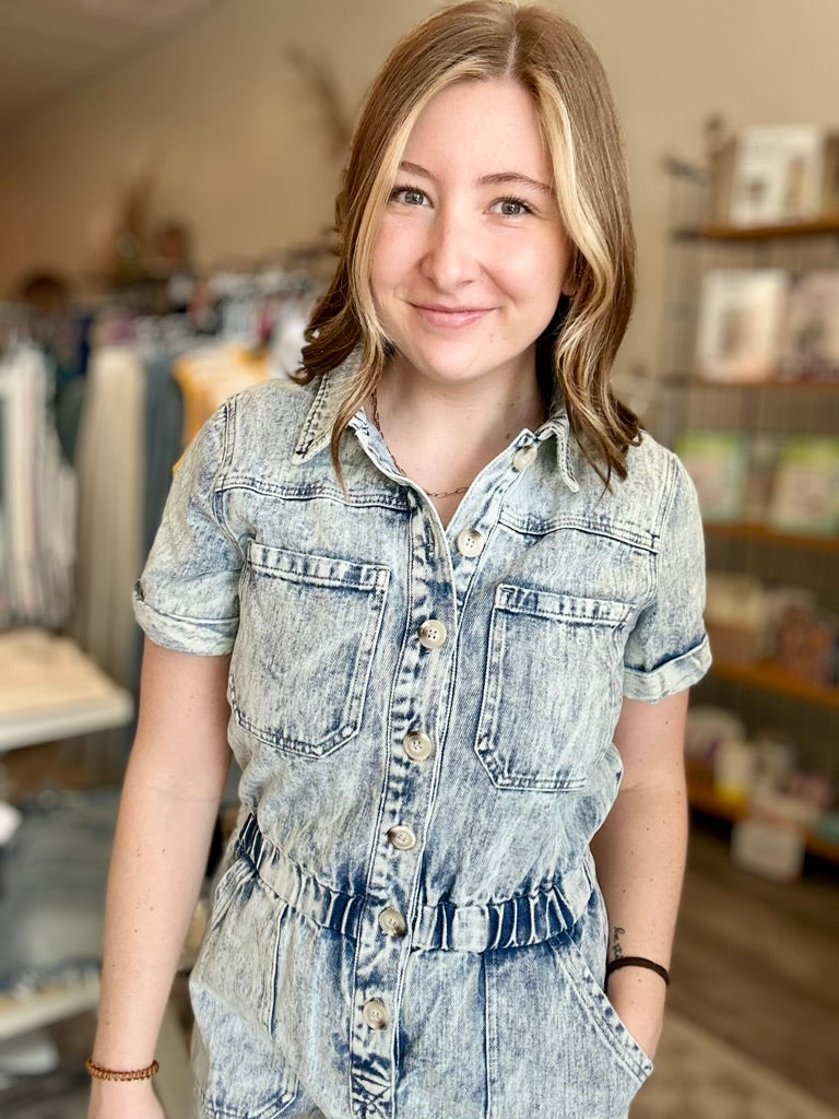Faye Romper-Bluivy-R3vel Threads, Women's Fashion Boutique, Located in Hudsonville, Michigan