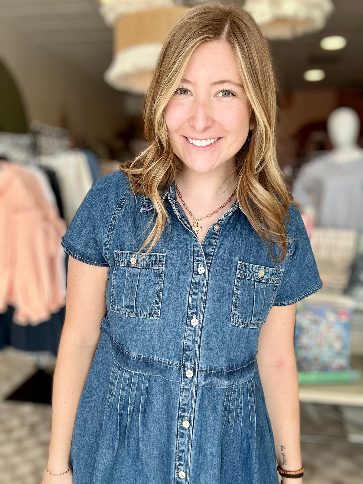 Lenny Denim Dress-Bluivy-R3vel Threads, Women's Fashion Boutique, Located in Hudsonville, Michigan