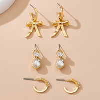 Pearl Crystal Teardrop Bow Trio Earring Set-JOSSLYN by wall to wall-R3vel Threads, Women's Fashion Boutique, Located in Hudsonville, Michigan