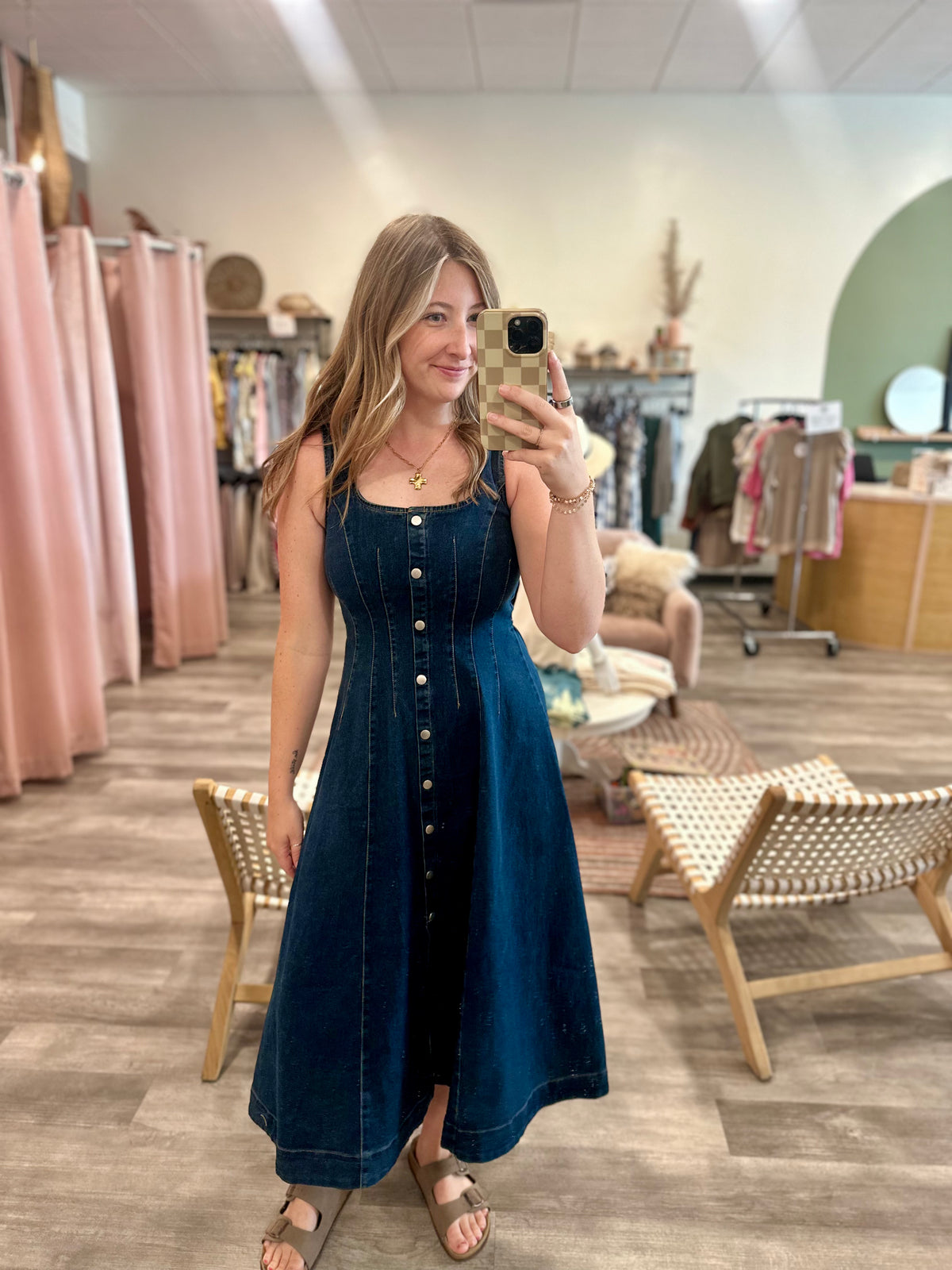 Benni Denim Dress-Blu Pepper-R3vel Threads, Women's Fashion Boutique, Located in Hudsonville, Michigan