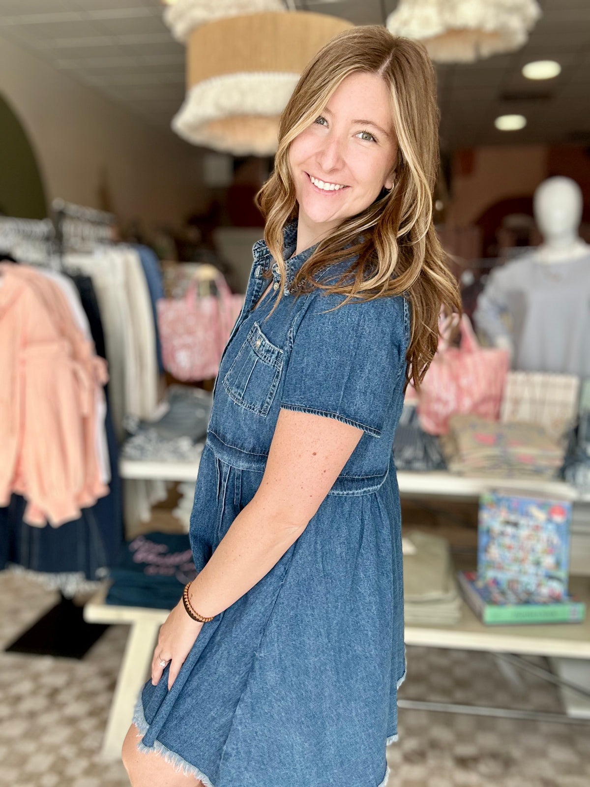 Lenny Denim Dress-Bluivy-R3vel Threads, Women's Fashion Boutique, Located in Hudsonville, Michigan