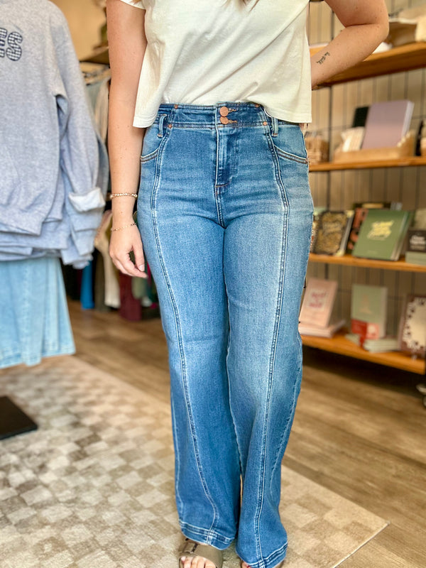 Heidi Seam Detail Wide Leg-Risen-R3vel Threads, Women's Fashion Boutique, Located in Hudsonville, Michigan