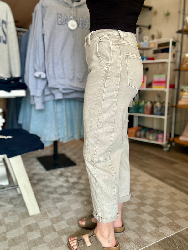 Carlie Barrel Jeans-Risen-R3vel Threads, Women's Fashion Boutique, Located in Hudsonville, Michigan