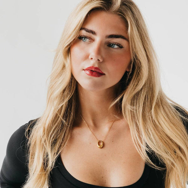 Mini Open Oval Pendant Necklace - WATERPROOF-Pretty Simple-R3vel Threads, Women's Fashion Boutique, Located in Hudsonville, Michigan
