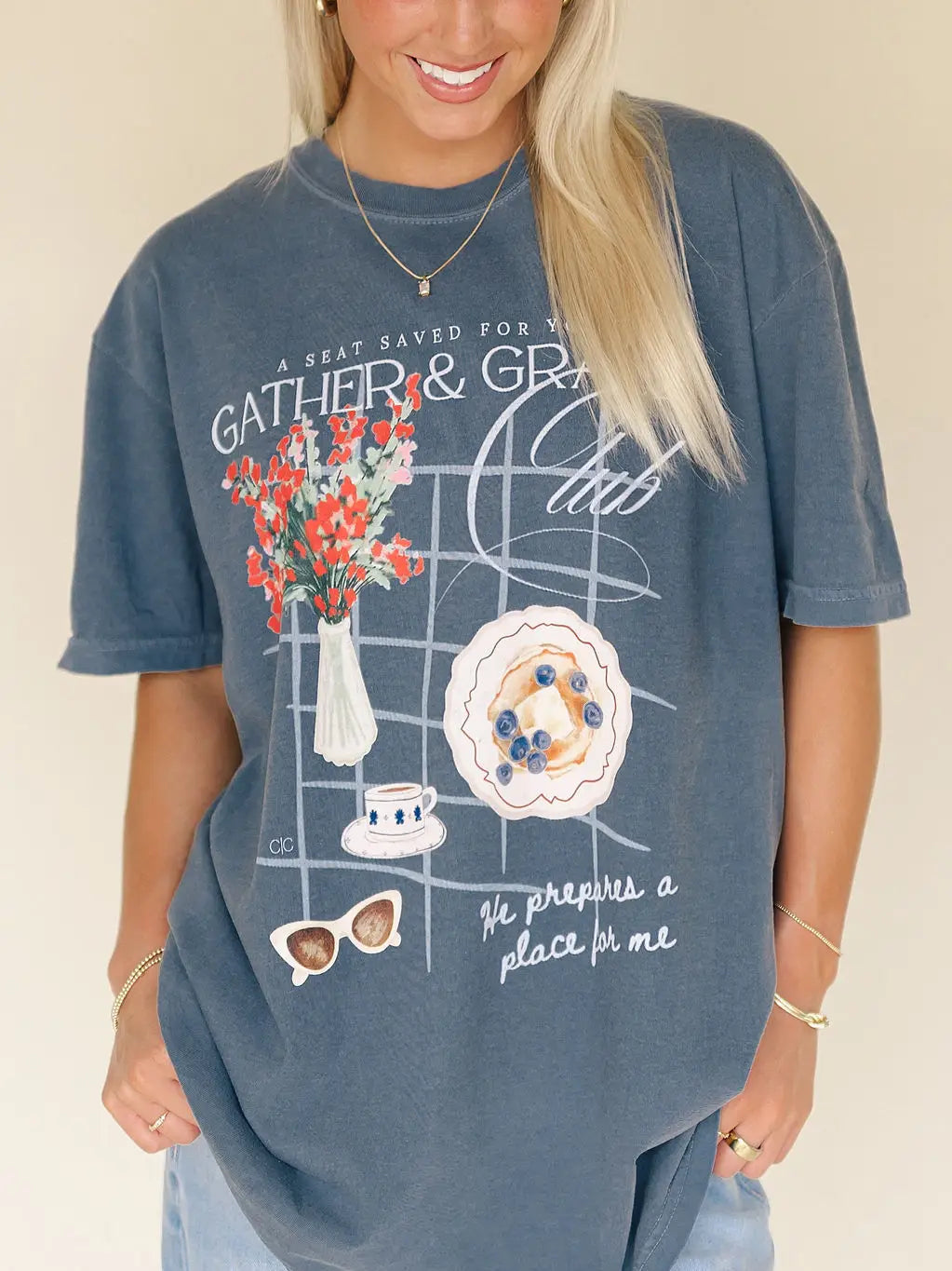 Gather and Grace Tee-Whitney | Chaudoin Creations-R3vel Threads, Women's Fashion Boutique, Located in Hudsonville, Michigan