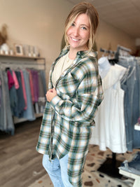 Esme Longline Button Down-mustard seed-R3vel Threads, Women's Fashion Boutique, Located in Hudsonville, Michigan