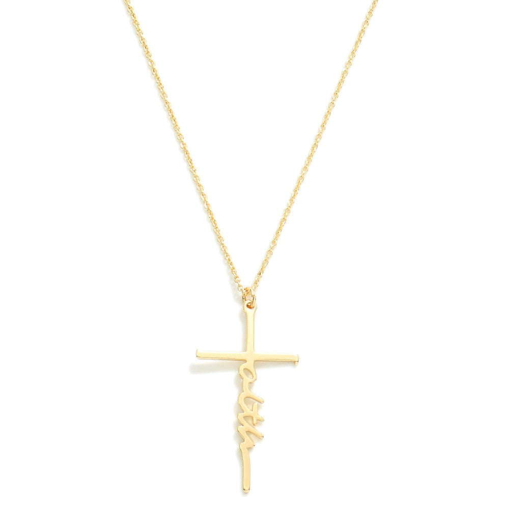 Gold Faith Necklace-Judson & Co-R3vel Threads, Women's Fashion Boutique, Located in Hudsonville, Michigan