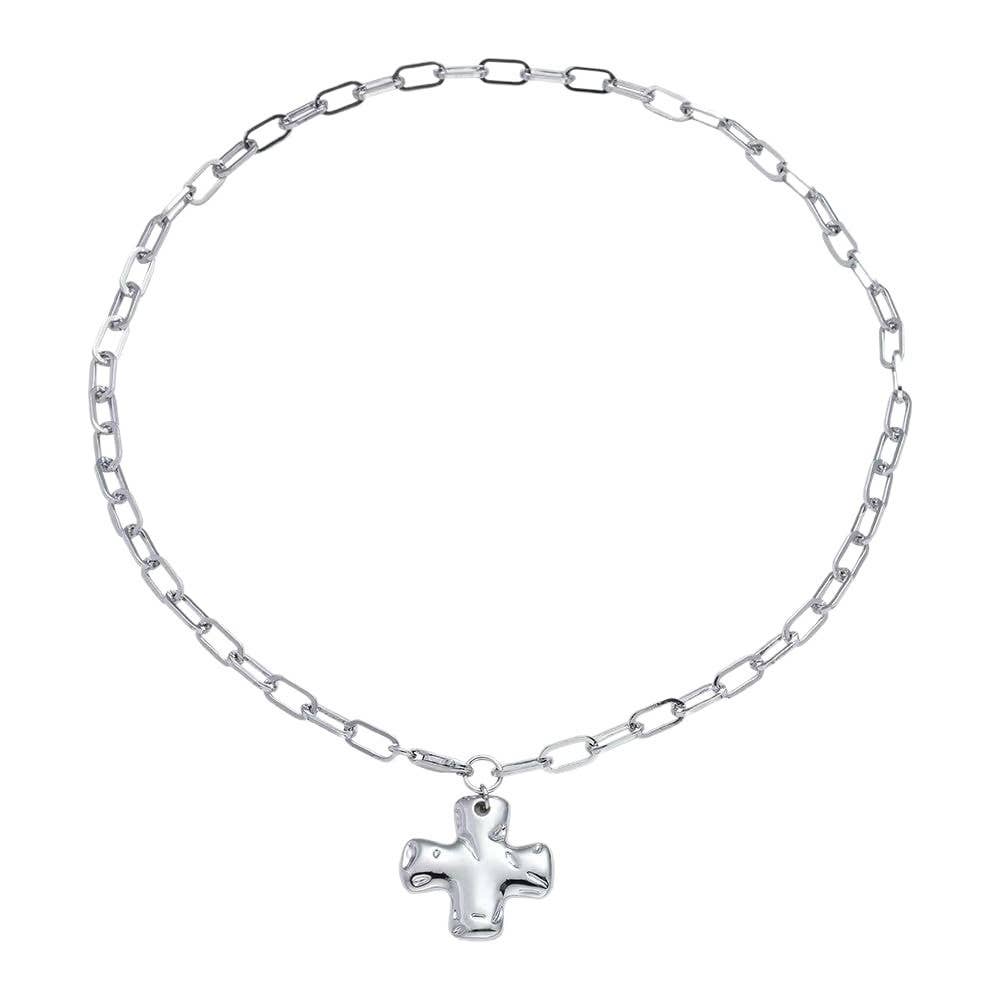 NOTABLE HAMMERED CROSS FRONT TOGGLE NECKLACE-JOSSLYN by wall to wall-R3vel Threads, Women's Fashion Boutique, Located in Hudsonville, Michigan