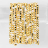 4mm Bead & Pearl Stretch Bracelet-Splendid Iris-R3vel Threads, Women's Fashion Boutique, Located in Hudsonville, Michigan