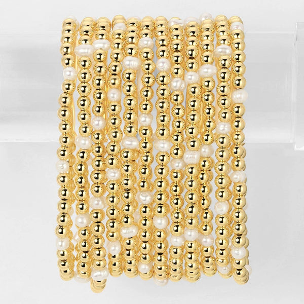 4mm Bead & Pearl Stretch Bracelet-Splendid Iris-R3vel Threads, Women's Fashion Boutique, Located in Hudsonville, Michigan