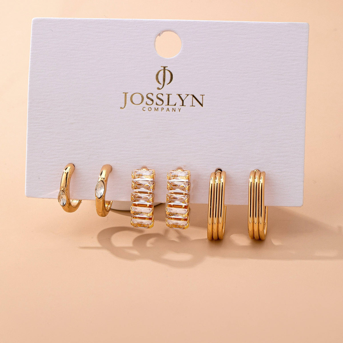 Crystal & Gold Hoop Earring Set-JOSSLYN by wall to wall-R3vel Threads, Women's Fashion Boutique, Located in Hudsonville, Michigan
