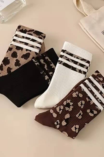 Leopard half crew Socks-JOSSLYN by wall to wall-R3vel Threads, Women's Fashion Boutique, Located in Hudsonville, Michigan