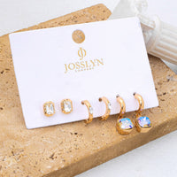 Whimsical Crystal Glass Huggie & Stud Earring Set-JOSSLYN by wall to wall-R3vel Threads, Women's Fashion Boutique, Located in Hudsonville, Michigan