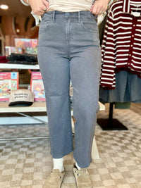 Kelli Cropped Grey Denim-Risen-R3vel Threads, Women's Fashion Boutique, Located in Hudsonville, Michigan