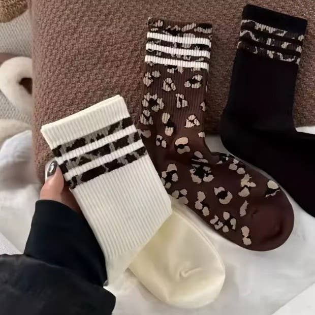 Leopard half crew Socks-JOSSLYN by wall to wall-R3vel Threads, Women's Fashion Boutique, Located in Hudsonville, Michigan