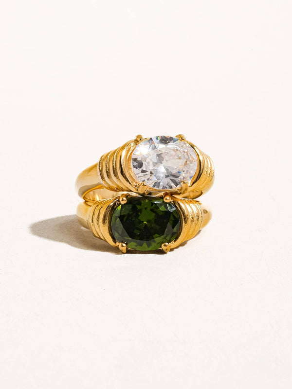 Verna 18K Gold Non-Tarnish Rhinestone Ring-Flânerie by MAIQ-R3vel Threads, Women's Fashion Boutique, Located in Hudsonville, Michigan