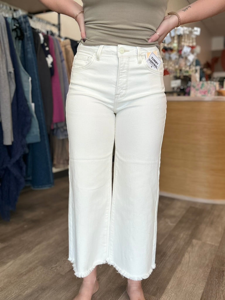 Charlie High Rise Crop White-Risen-R3vel Threads, Women's Fashion Boutique, Located in Hudsonville, Michigan