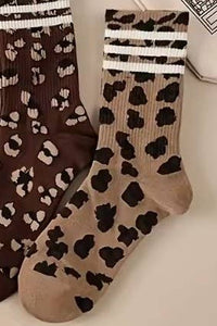 Leopard half crew Socks-JOSSLYN by wall to wall-R3vel Threads, Women's Fashion Boutique, Located in Hudsonville, Michigan