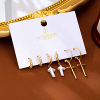 Cross Charm Huggie Hoop Trio Earrings Set-JOSSLYN by wall to wall-R3vel Threads, Women's Fashion Boutique, Located in Hudsonville, Michigan