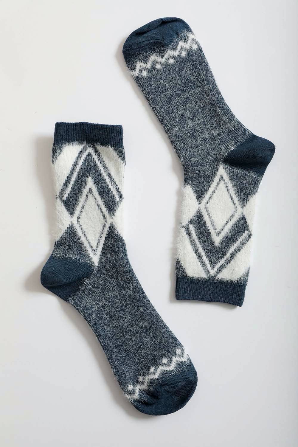 Faux Mohair Diamond Pattern Socks - Fall & Winter 2025-Leto Accessories-R3vel Threads, Women's Fashion Boutique, Located in Hudsonville, Michigan