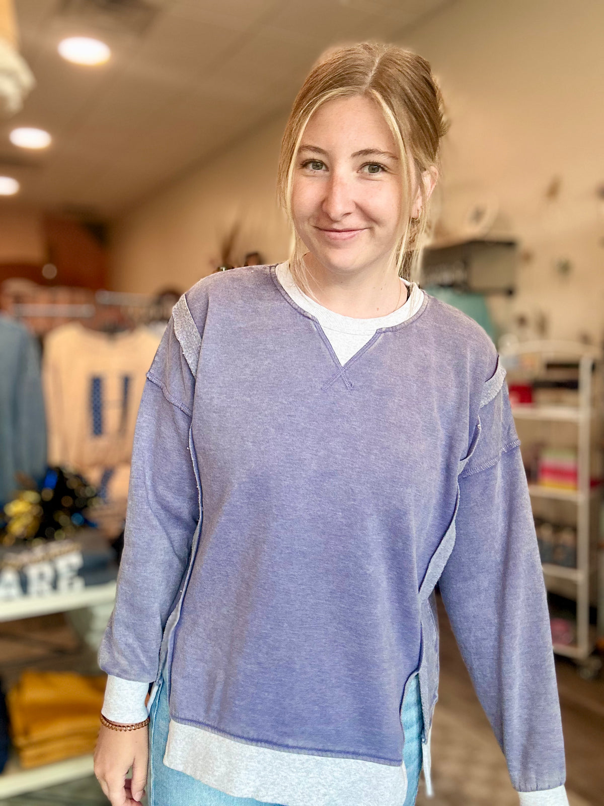 Sloane Pullover-Blue-Zenana-R3vel Threads, Women's Fashion Boutique, Located in Hudsonville, Michigan