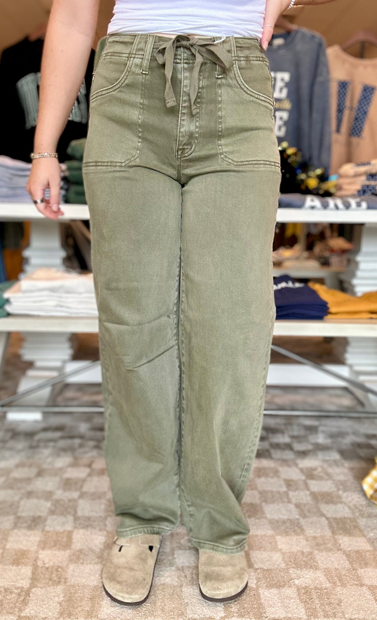 Paige Olive Denim-Risen-R3vel Threads, Women's Fashion Boutique, Located in Hudsonville, Michigan