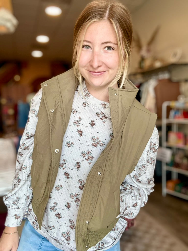 Jones Puffer Vest-Olive