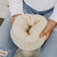 Chunky Knit Pom Beanie with Faux Sherpa Lining-Leto Accessories-R3vel Threads, Women's Fashion Boutique, Located in Hudsonville, Michigan