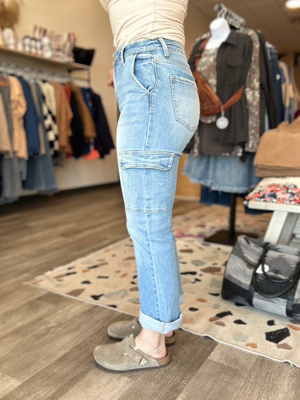 Jessi Cropped Cargo Jean-Risen-R3vel Threads, Women's Fashion Boutique, Located in Hudsonville, Michigan