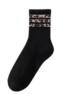 Leopard half crew Socks-JOSSLYN by wall to wall-R3vel Threads, Women's Fashion Boutique, Located in Hudsonville, Michigan
