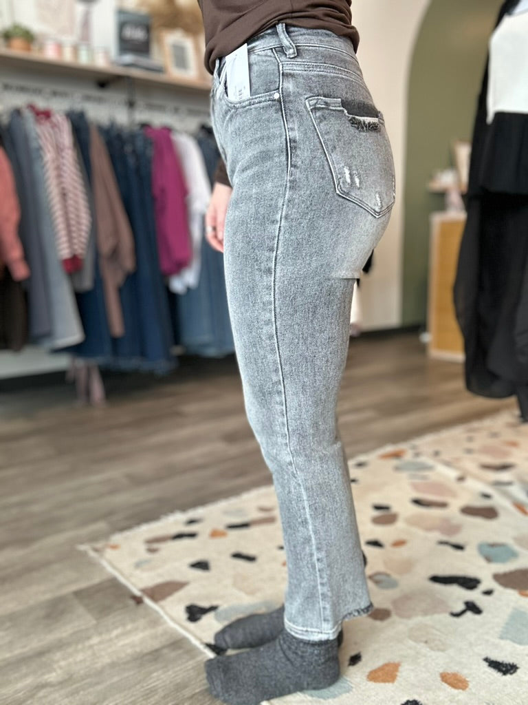 Gracie Grey High Rise Straight-Risen-R3vel Threads, Women's Fashion Boutique, Located in Hudsonville, Michigan