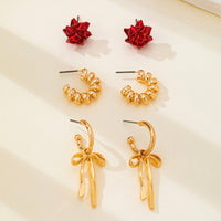 Holiday Present Bow & Ribbon Hoop Earring Set