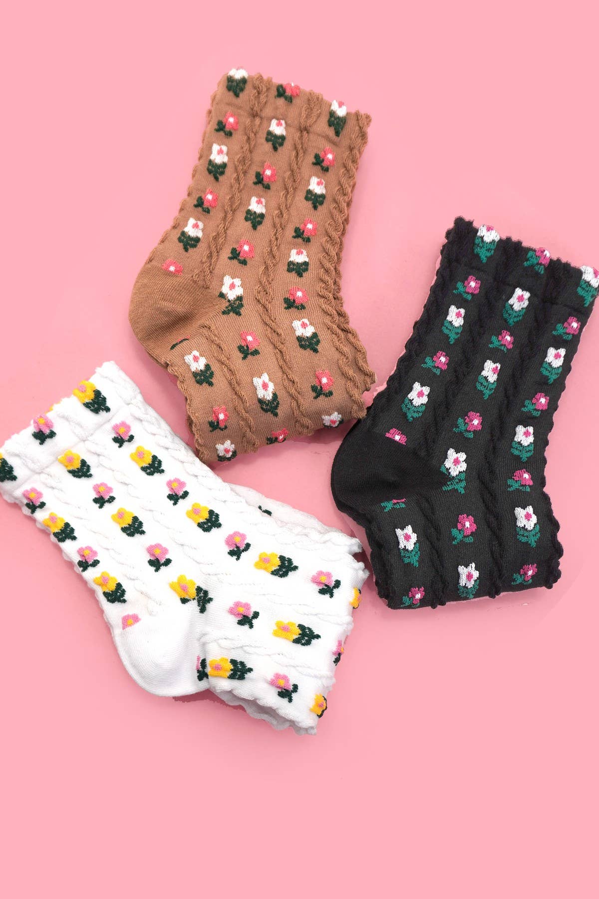 FLORAL MID CALF LENGTH SOCKS-JOSSLYN by wall to wall-R3vel Threads, Women's Fashion Boutique, Located in Hudsonville, Michigan
