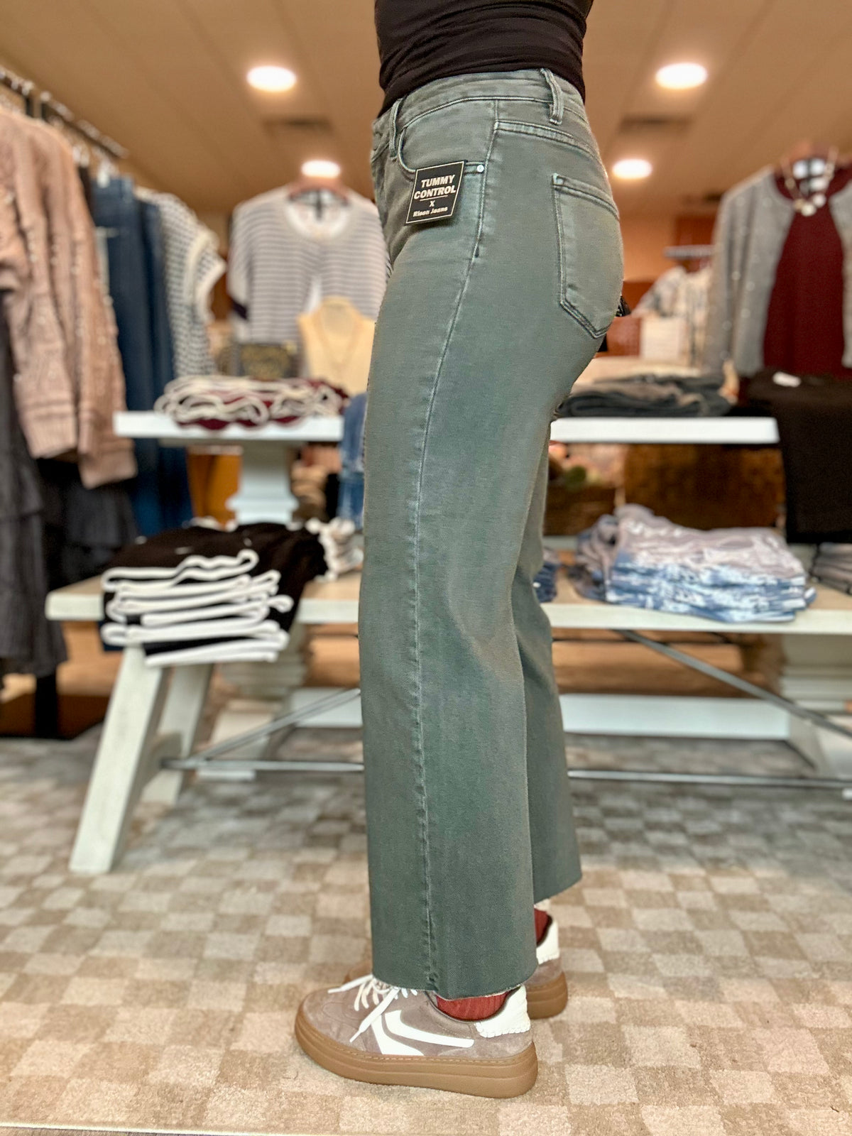 Alex Cropped Forest Shadow Jeans-Risen-R3vel Threads, Women's Fashion Boutique, Located in Hudsonville, Michigan