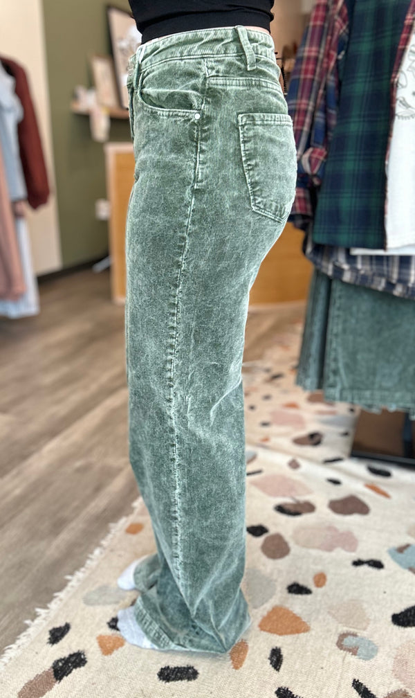 Lenny Corduroy Pants-Risen-R3vel Threads, Women's Fashion Boutique, Located in Hudsonville, Michigan