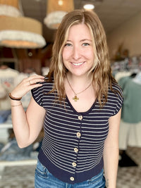 Carlie Top-Navy-The Workshop-R3vel Threads, Women's Fashion Boutique, Located in Hudsonville, Michigan