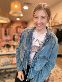 Sydney Denim Jacket-Risen-R3vel Threads, Women's Fashion Boutique, Located in Hudsonville, Michigan