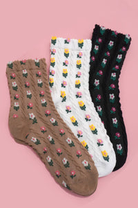 FLORAL MID CALF LENGTH SOCKS-JOSSLYN by wall to wall-R3vel Threads, Women's Fashion Boutique, Located in Hudsonville, Michigan