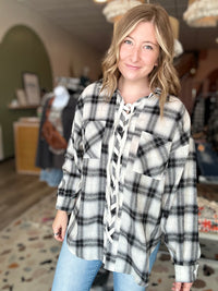 Tilly Lace Up Plaid-Bibi-R3vel Threads, Women's Fashion Boutique, Located in Hudsonville, Michigan