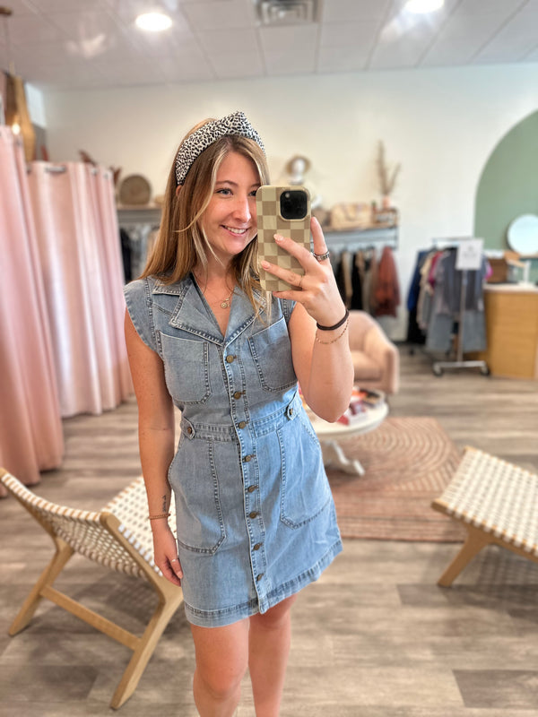 Izzy Denim Dress-Doe & Rae-R3vel Threads, Women's Fashion Boutique, Located in Hudsonville, Michigan