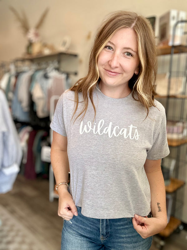 Wildcats Cursive Cropped-r3velthreads-R3vel Threads, Women's Fashion Boutique, Located in Hudsonville, Michigan