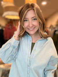 Mikayla Denim Top-Risen-R3vel Threads, Women's Fashion Boutique, Located in Hudsonville, Michigan