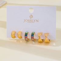 Multi Colored Baguette Twisted Hoop Trio