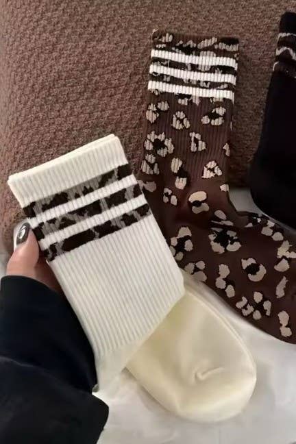 Leopard half crew Socks-JOSSLYN by wall to wall-R3vel Threads, Women's Fashion Boutique, Located in Hudsonville, Michigan