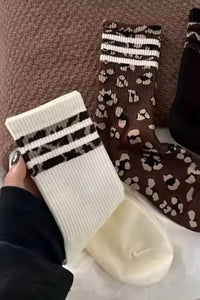 Leopard half crew Socks-JOSSLYN by wall to wall-R3vel Threads, Women's Fashion Boutique, Located in Hudsonville, Michigan